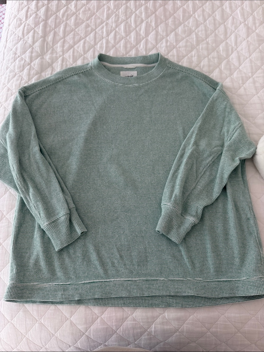 aerie Women's Waffle Crewneck Sweater in Mint Green
